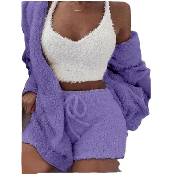High Quanlity Set Three Piece Suits Womens Faux Fur Fluffy Hooded Sleepwear Warm Pajama
High Quanlity Set Three Piece Suits Womens Faux Fur Fluffy Hooded Sleepwear Warm Pajama