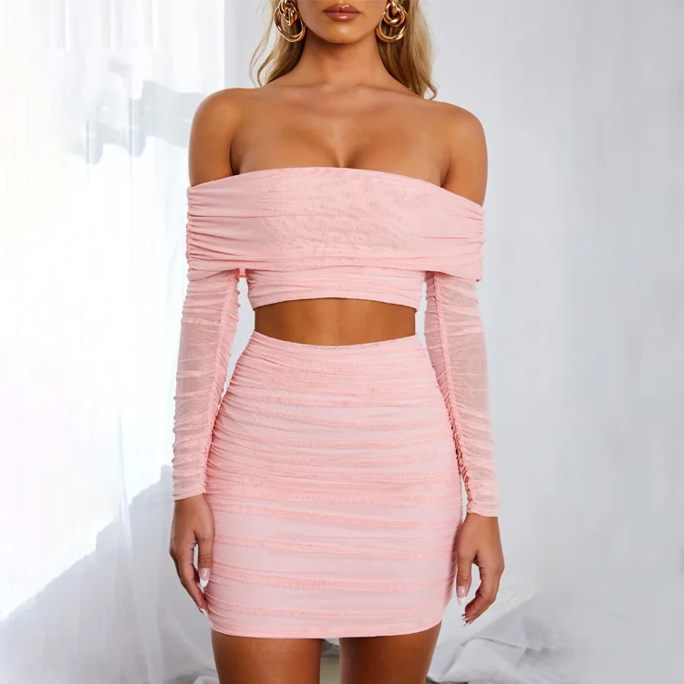 2020 New arrivals women sexy off shoulder long sleeve and skirts fashion casual two piece set
2020 New arrivals women sexy off shoulder long sleeve and skirts fashion casual two piece set