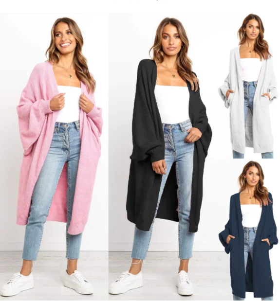 2019 autumn and winter big bat sleeve loose long section knit jacket sweater cardigan women
2019 autumn and winter big bat sleeve loose long section knit jacket sweater cardigan women