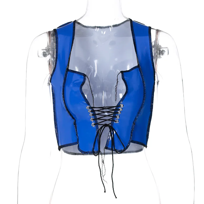 Pu Fake Leather Patchwork Women Tanks Crop Top Lace Up Bandage Hollow Out Sexy Streetwear Party Club 2021 Spring Summer
Pu Fake Leather Patchwork Women Tanks Crop Top Lace Up Bandage Hollow Out Sexy Streetwear Party Club 2021 Spring Summer