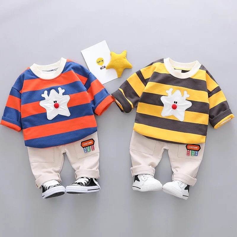 Wholesale casual cute cartoon striped design T-shirt thin sweatshirt +pants 2 pieces boys autumn set kids clothing
Wholesale casual cute cartoon striped design T-shirt thin sweatshirt +pants 2 pieces boys autumn set kids clothing