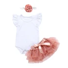 Comfortable baby set blank print baby clothes sets red skirt girl Kids Clothing Sets baby ruffle romper