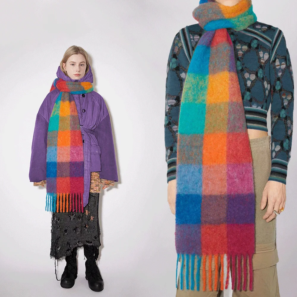 Fashion Winter Men Women's Girls Large Oversize Plaid Scarf Pashmina Bulk Scarves Soft Warm Thickened Mohair Scarves With Tassel
Fashion Winter Men Women's Girls Large Oversize Plaid Scarf Pashmina Bulk Scarves Soft Warm Thickened Mohair Scarves With Tassel
