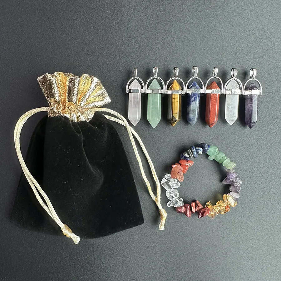 7 Chakra Natural crystal bracelet pendant set Healing crystal stone yoga chakra chakra bracelet set with rope
7 Chakra Natural crystal bracelet pendant set Healing crystal stone yoga chakra chakra bracelet set with rope