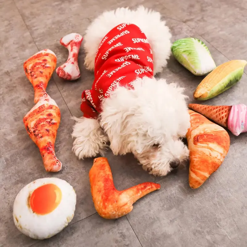 Gnawing voice funny suit new style simulation vegetable chicken leg dog puppy canvas puzzle voice pet animal stuffed plush toys, Picture showed
Gnawing voice funny suit new style simulation vegetable chicken leg dog puppy canvas puzzle voice pet animal stuffed plush toys, Picture showed