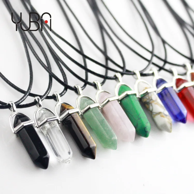 Natural Stone Quartz Hexagonal prism pendant rope chian Necklace Stone Bullet jewelry
Natural Stone Quartz Hexagonal prism pendant rope chian Necklace Stone Bullet jewelry