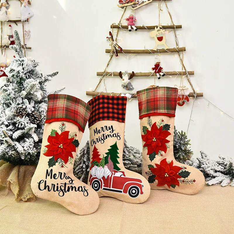 product name: jute christmas stocking material:   jute,plaid