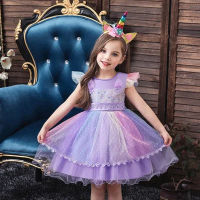 Girls flower princess dress Children's dress purple pink + unicorn headband kid dress party girls
Girls flower princess dress Children's dress purple pink + unicorn headband kid dress party girls