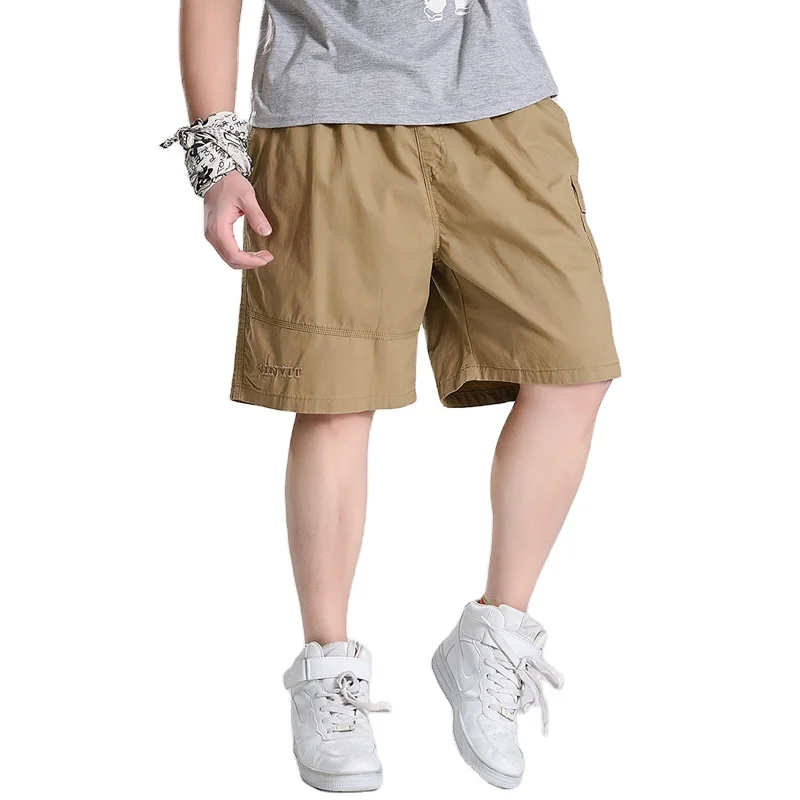 summer cotton elastic waist snack shorts men