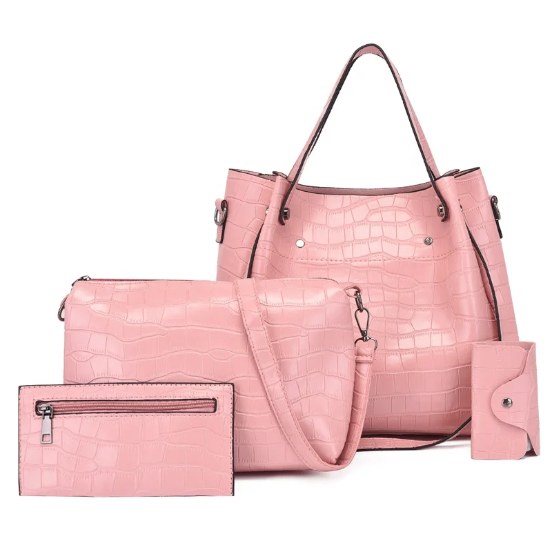 

2021 Hot Sale Cheap Vintage Bag Fashion Women Tote PU Leather Purses Ladies Handbag Sets 4 Pieces, Blue,black,burgundy,dark pink,brown,light pink,white