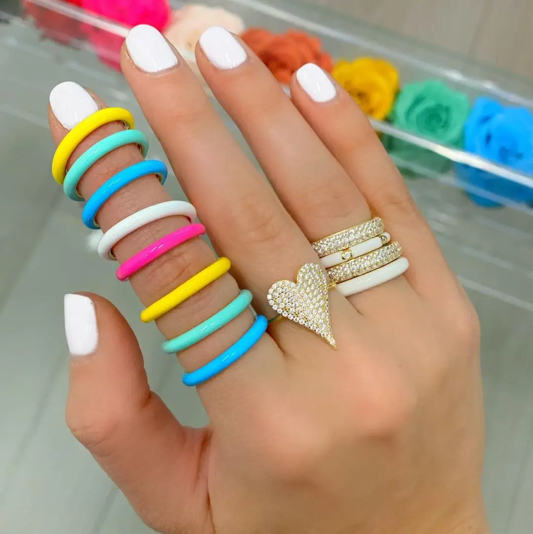 new multi-color stackable fashion handmade enamel colorful rainbow finger ring, Customized
new multi-color stackable fashion handmade enamel colorful rainbow finger ring, Customized