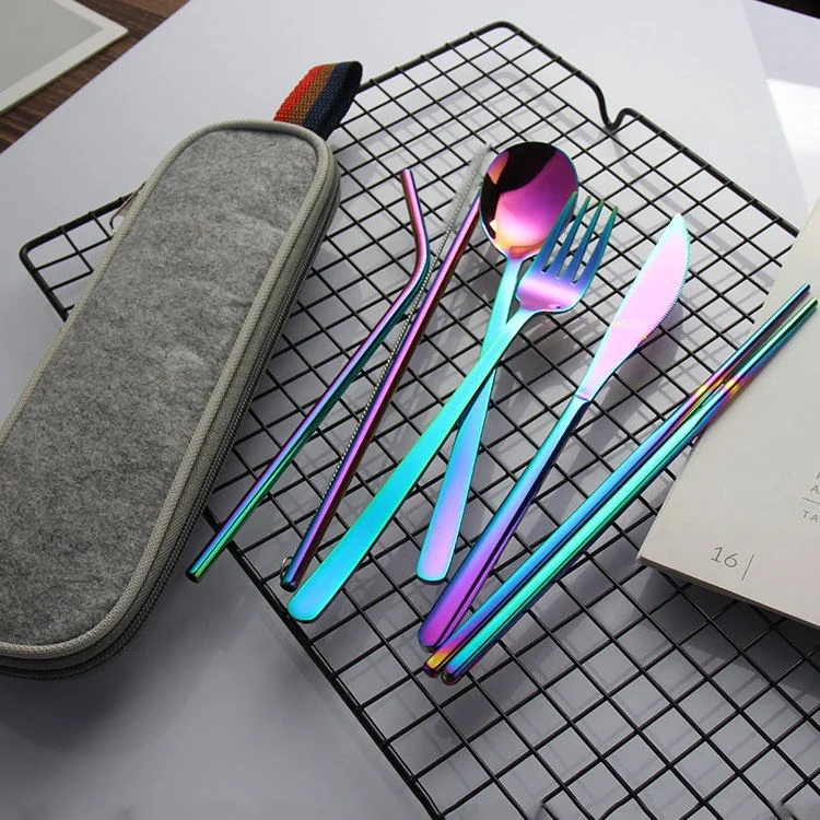 Amazon Rainbow Travel Flatware Set With Case Stainless Steel Silverware Tableware Set Colorful Reusable Portable utensils, Customized
Amazon Rainbow Travel Flatware Set With Case Stainless Steel Silverware Tableware Set Colorful Reusable Portable utensils, Customized