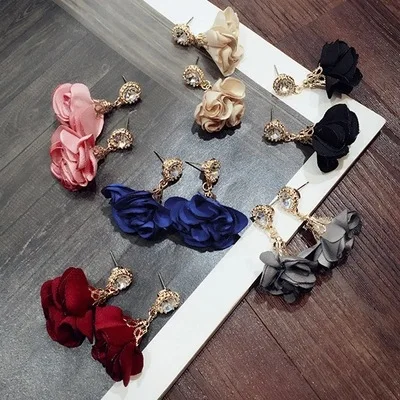 Temperament Fabric Cloth Petal Flower Earrings Women Retro Fabric Rose Earrings Rhinestone
Temperament Fabric Cloth Petal Flower Earrings Women Retro Fabric Rose Earrings Rhinestone