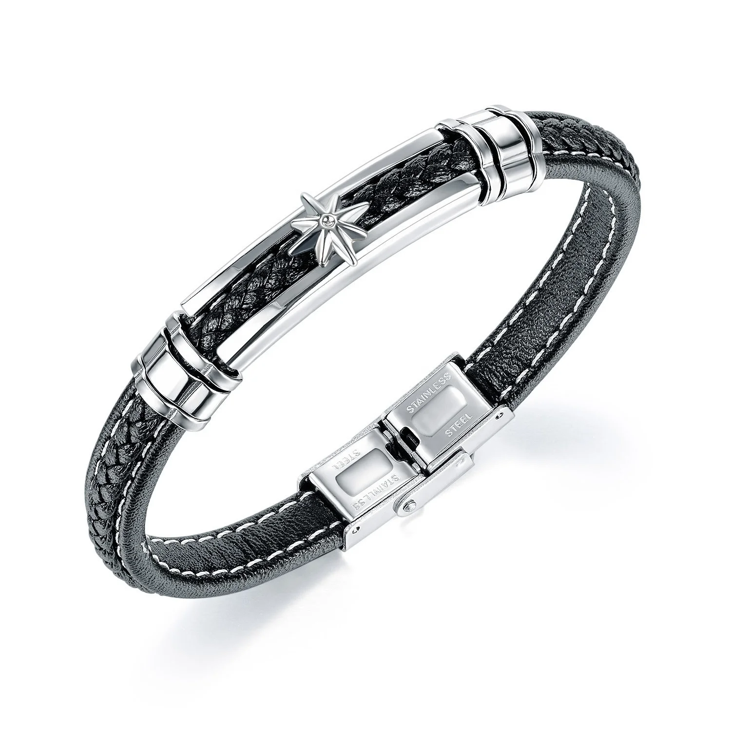 Punk Men'S Wide Leather 316L Stainless Steel Bead Adjustable Clasp Leather Bangle Bracelet
Punk Men'S Wide Leather 316L Stainless Steel Bead Adjustable Clasp Leather Bangle Bracelet