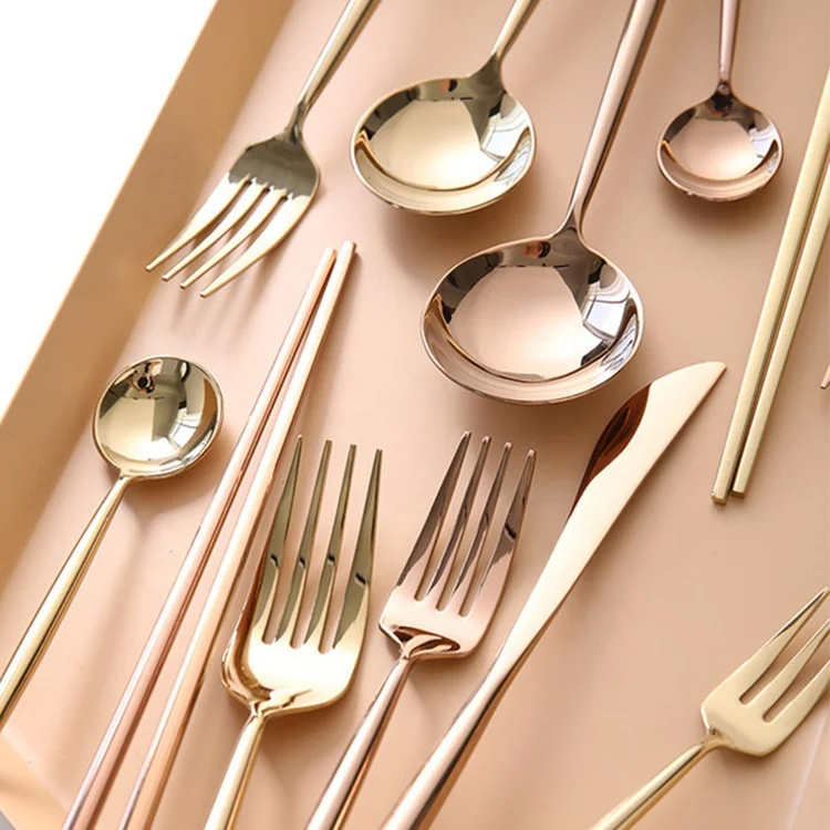 Eco Friendly Rose Gold Mirror Polish stainless steel flatware set, Gold/rose gold or customized colors
Eco Friendly Rose Gold Mirror Polish stainless steel flatware set, Gold/rose gold or customized colors