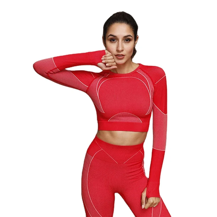 2021 Fashion Seamless Yoga Long Sleeve Logo Crop Top Workout Fitness Sports Wear Sports Set for Women
2021 Fashion Seamless Yoga Long Sleeve Logo Crop Top Workout Fitness Sports Wear Sports Set for Women