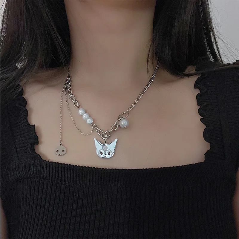 Stainless Steel Non Tarnish Kuromi Necklace Cat Pearl Multi-Layer Clavicle Chain Necklace, Silver
Stainless Steel Non Tarnish Kuromi Necklace Cat Pearl Multi-Layer Clavicle Chain Necklace, Silver