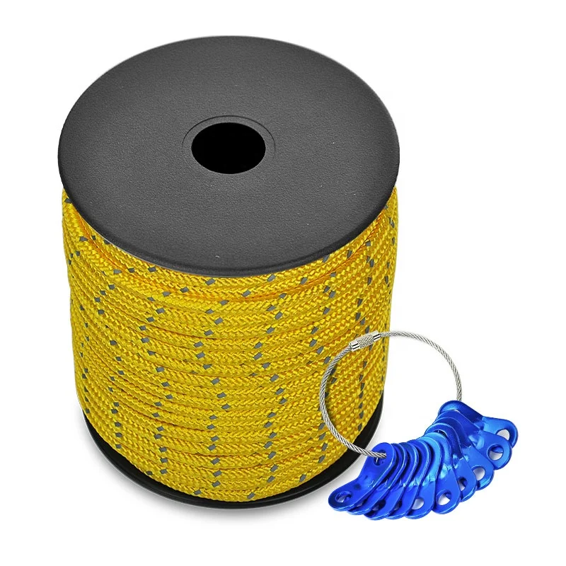 

5mm Outdoor Camping Tent Rope Polyester Polypropylene Reflective Adjustable Stop Buckles Rope Windproof Cord With Tent Rope Tens
