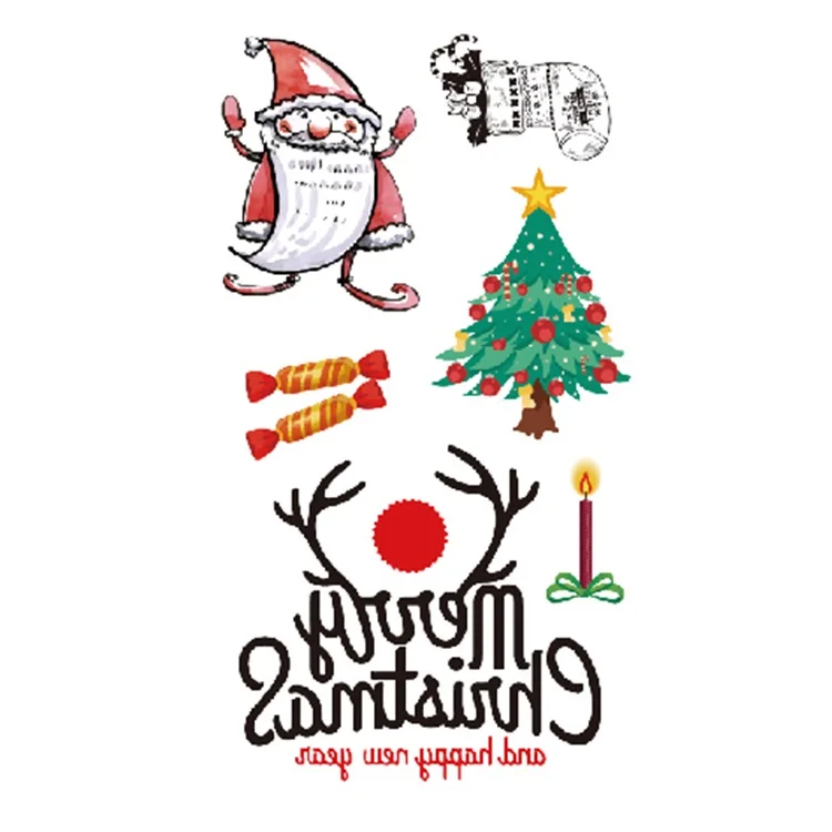 Wholesale custom Christmas theme cute cartoon candy kids elk tattoo stickers, Metallic / colorful / customized
Wholesale custom Christmas theme cute cartoon candy kids elk tattoo stickers, Metallic / colorful / customized