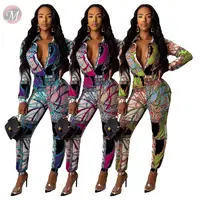 9082718 hot sale v neck long sleeve autumn digital print women long pants casual jumpsuit
9082718 hot sale v neck long sleeve autumn digital print women long pants casual jumpsuit