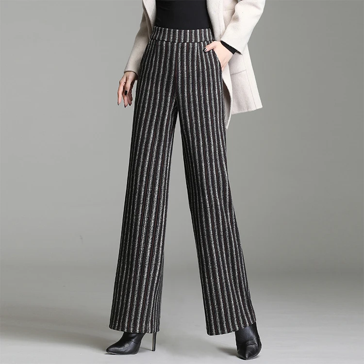 2021 new Pants fall wide leg trousers stripe plus size trousers women's high waist trousers pantalones ladies pants 
2021 new Pants fall wide leg trousers stripe plus size trousers women's high waist trousers pantalones ladies pants