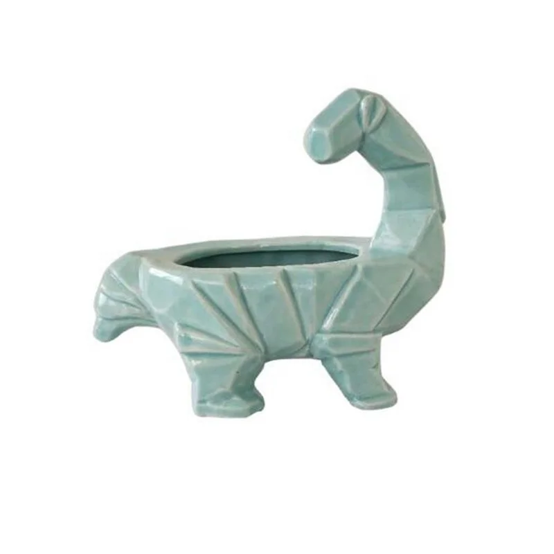 Ceramic Creative Origami Dinosaur Cartoon Smooth Garden Pots Modern Simple Delicate High Quality Planters, White/blue/gray
Ceramic Creative Origami Dinosaur Cartoon Smooth Garden Pots Modern Simple Delicate High Quality Planters, White/blue/gray