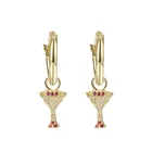 Vianrla wine glass shape hoop drop earrings 925 sterling silver gold plated cz earrings