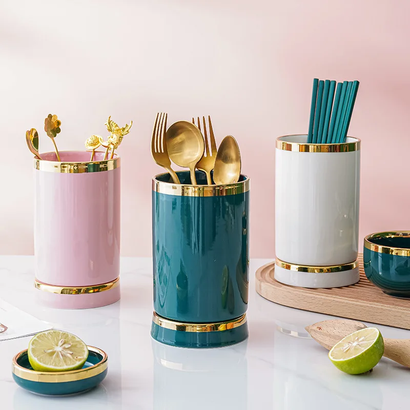 Nordic golden trim ceramic chopsticks holder household mildew-proof chopsticks cage storage rack tableware draining bucket
Nordic golden trim ceramic chopsticks holder household mildew-proof chopsticks cage storage rack tableware draining bucket