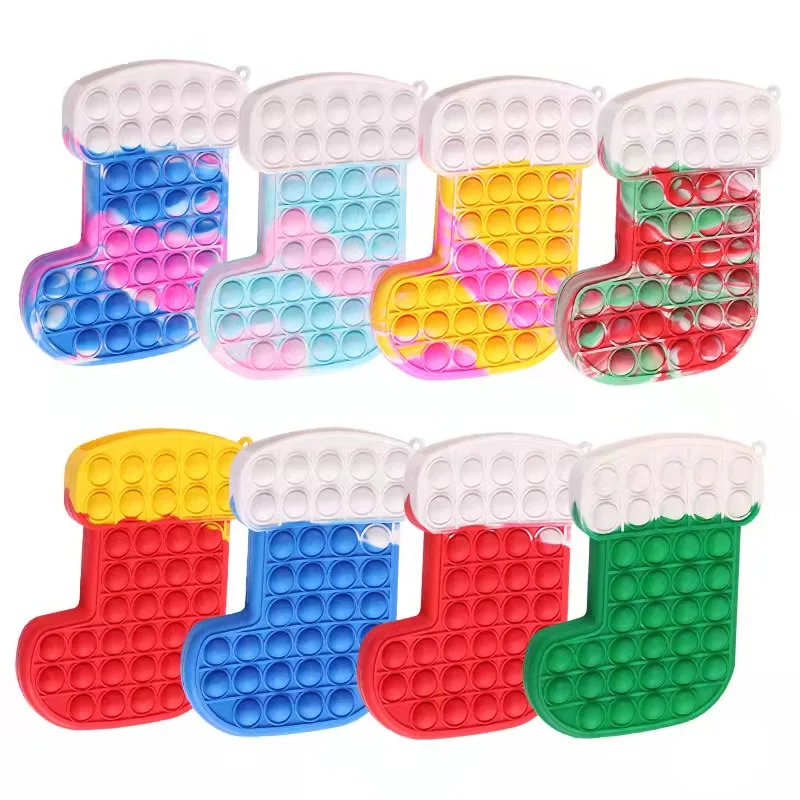 wholesale latest baby popit fidget Christmas sock shape purse bag silicone Christmas onesie pop it socks coin purse for kids, Red/green/brown/white
wholesale latest baby popit fidget Christmas sock shape purse bag silicone Christmas onesie pop it socks coin purse for kids, Red/green/brown/white