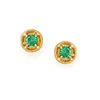 Yellow Gold Flashed Sterling Silver Genuine Gemstone Accents Halo Eternity Stud Earrings