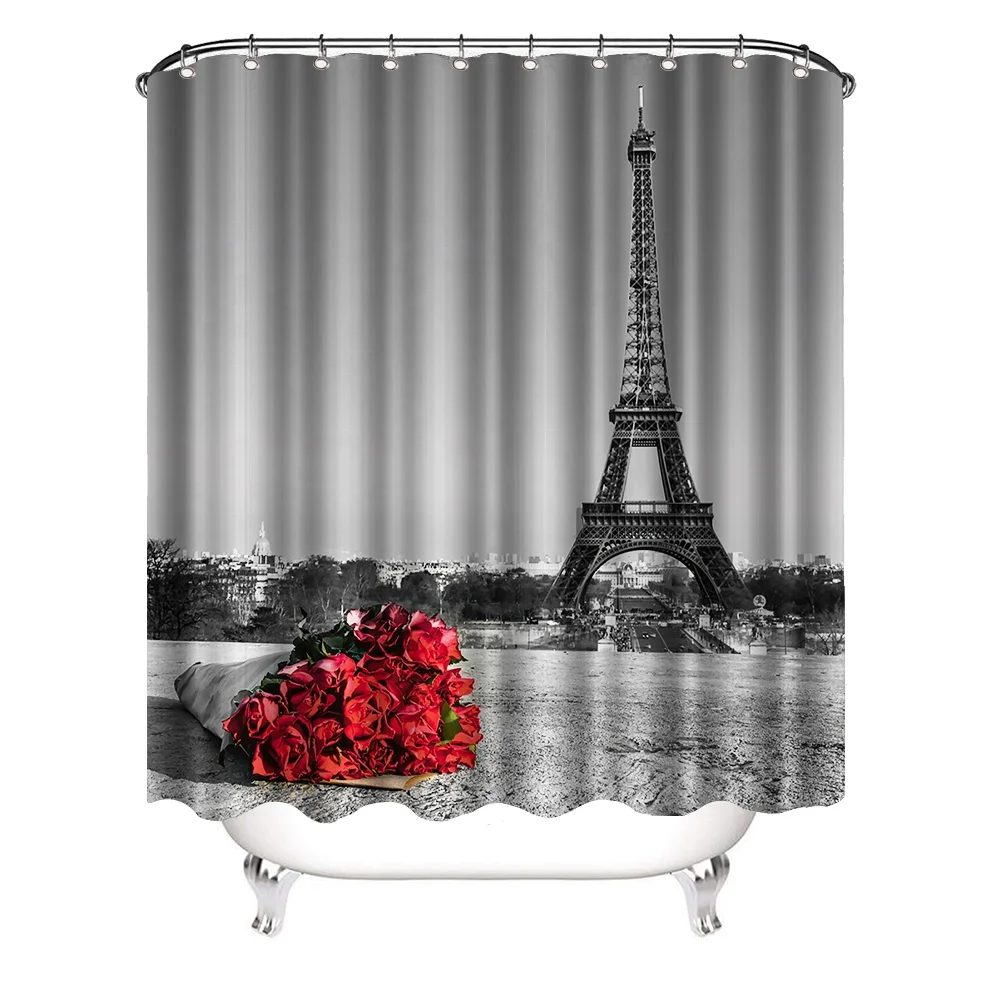 Black and White Shower Curtain Paris Eiffel Tower Fabric Shower Curtain Red Rose Fabric Bathroom Decorations Size 72x72 Inches
Black and White Shower Curtain Paris Eiffel Tower Fabric Shower Curtain Red Rose Fabric Bathroom Decorations Size 72x72 Inches