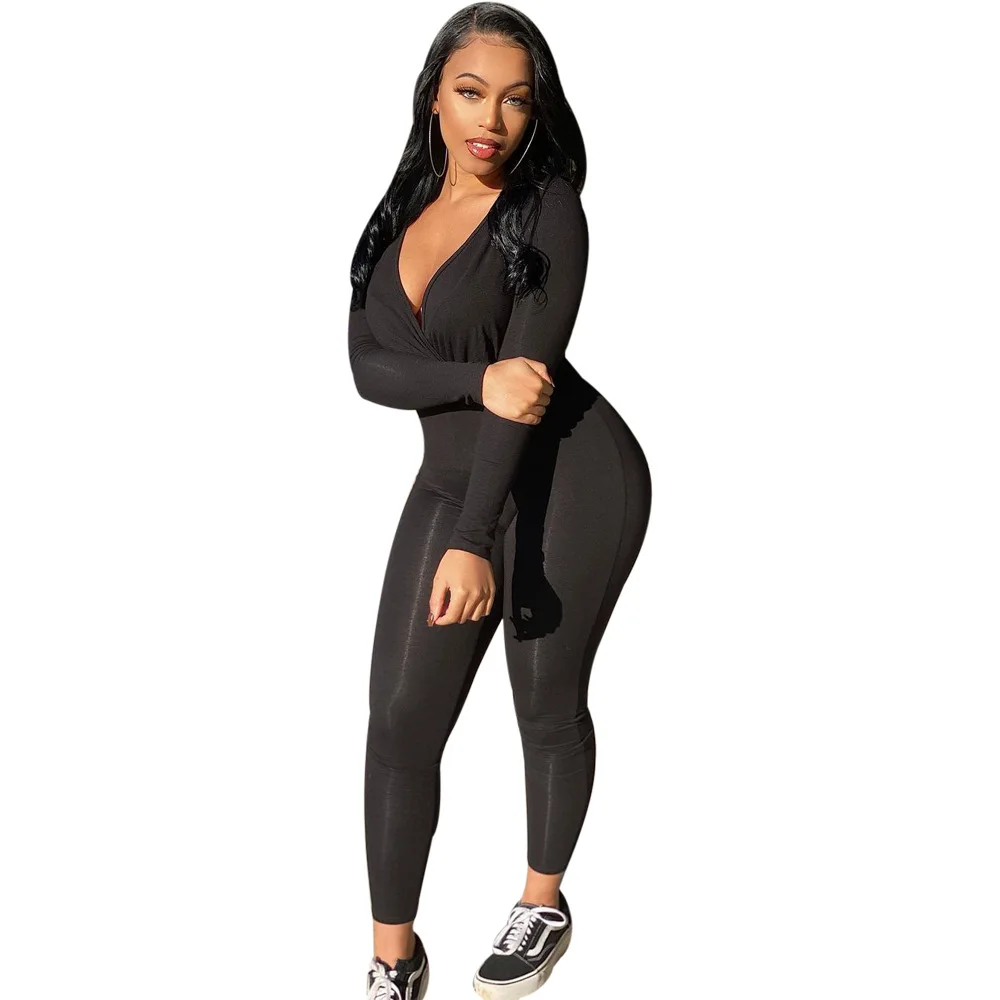 New Arrivals Women Clothing Solid Color V-neck Sexy One Piece Jumpsuits Women Bodycon Black Jumpsuit 
New Arrivals Women Clothing Solid Color V-neck Sexy One Piece Jumpsuits Women Bodycon Black Jumpsuit