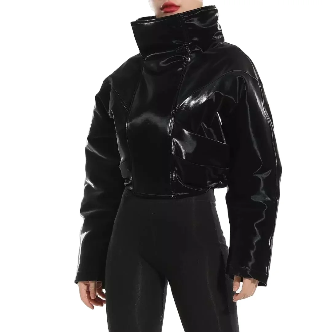 Fashion Faux Leather Motorcycle Black Short Stand Collar Zip Jacket Women's Crop Winter, Customized color
Fashion Faux Leather Motorcycle Black Short Stand Collar Zip Jacket Women's Crop Winter, Customized color