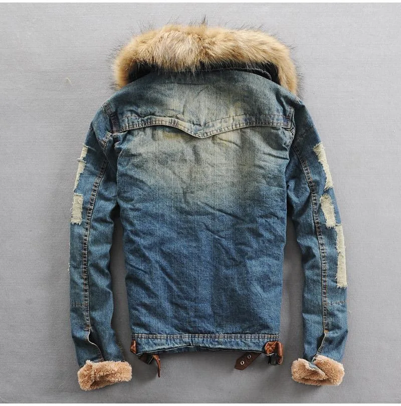 anxin xueyu Wholesale customization Fashion Mens Slim Fur Collar Denim Washed Plus velvet Coat Outerweart jeans jacket men, Black blue
anxin xueyu Wholesale customization Fashion Mens Slim Fur Collar Denim Washed Plus velvet Coat Outerweart jeans jacket men, Black blue