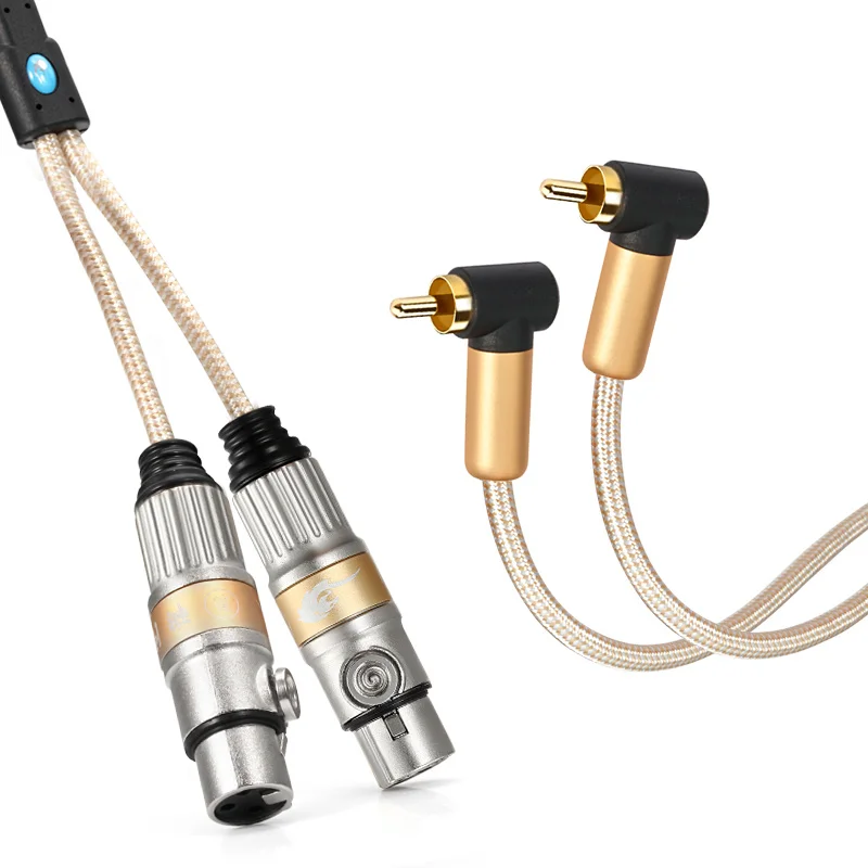 Dual RCA Audiophile Audio Cable To Cannon Female Dual Braided XLR Cable