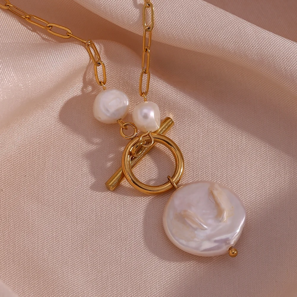 Fashion Jewelry Fresh Water Pearl Necklace Paper Clip Sweater Chain Necklace Gold Plated Stainless Steel Jewelry
Fashion Jewelry Fresh Water Pearl Necklace Paper Clip Sweater Chain Necklace Gold Plated Stainless Steel Jewelry