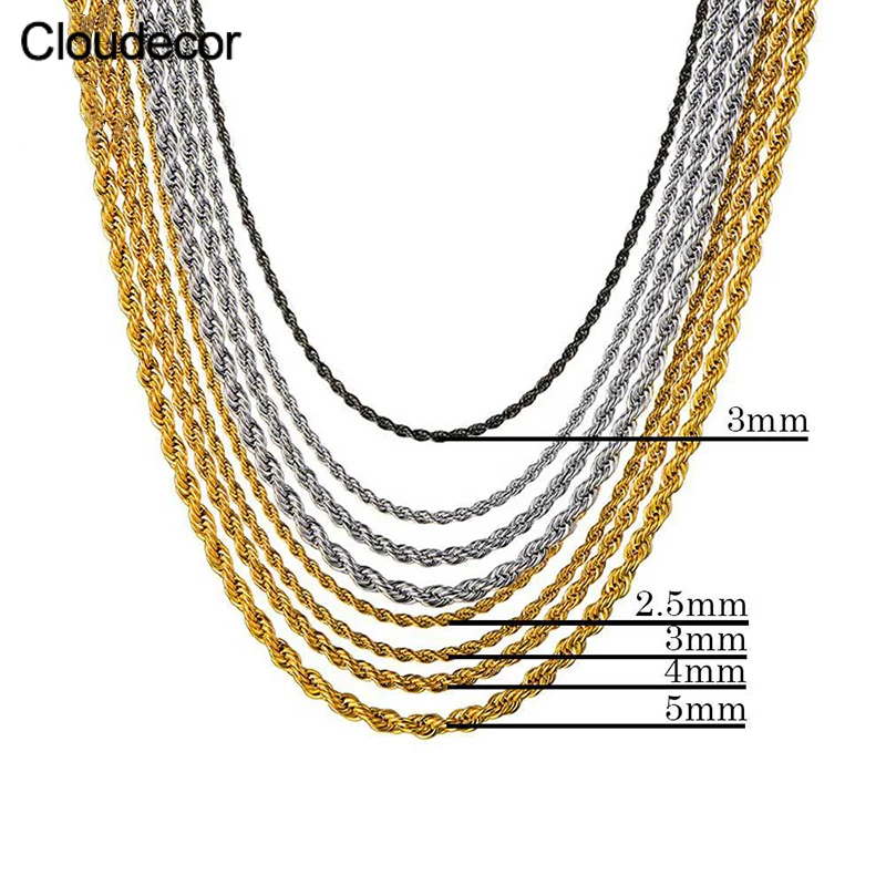 High Quality Stainless Steel Rope Chain Necklace 2mm 3mm 5mm 4mm Rope Chain Rose Gold Punk Necklace Chains For Jewelry Making
High Quality Stainless Steel Rope Chain Necklace 2mm 3mm 5mm 4mm Rope Chain Rose Gold Punk Necklace Chains For Jewelry Making