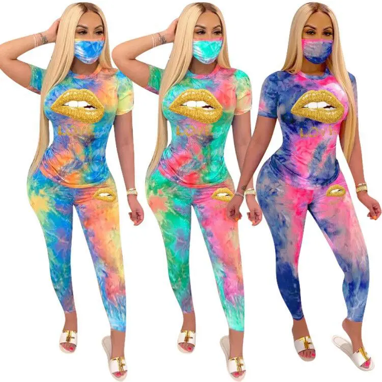 Fashion Gold Mouth Lip Print Two Pieces Legging Pant Sets For Women Short Sleeve Women'S Cotton Tie Dye Plus Size Biker Pant Set, Pink blue purple tie dye tracksuit tie dyetie dye plus size pant set
Fashion Gold Mouth Lip Print Two Pieces Legging Pant Sets For Women Short Sleeve Women'S Cotton Tie Dye Plus Size Biker Pant Set, Pink blue purple tie dye tracksuit tie dyetie dye plus size pant set