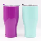 Double Wall Vacuum Insulated curved 30oz Stainless Steel Travel Tumbler Cup with lid