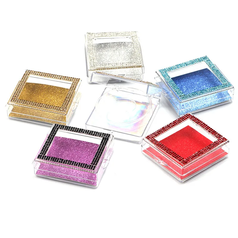 Empty False Eyelash Packaging Boxes Rhinestone Square 25mm Mink Eyelashes Packing Case with Glitter Paper
Empty False Eyelash Packaging Boxes Rhinestone Square 25mm Mink Eyelashes Packing Case with Glitter Paper