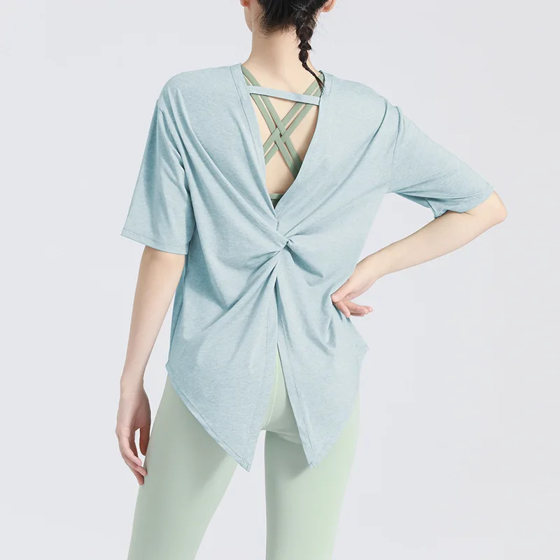S~XXL Custom Women's Short Sleeve Solid Color Loose Leisure Summer Backless Knot Cutout Top for Girl Wholesale
S~XXL Custom Women's Short Sleeve Solid Color Loose Leisure Summer Backless Knot Cutout Top for Girl Wholesale