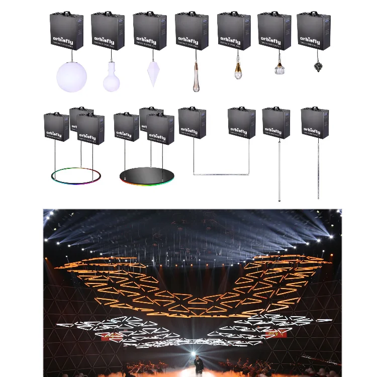 High Quality Orbisfly Stage kinetic winches DMX512 LED kinetic ball Kinetic Lighting System