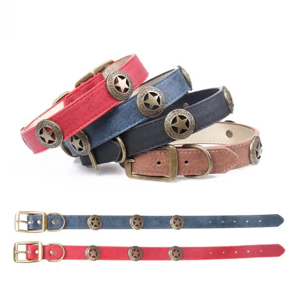 Amazon Top Seller PU Real Leather Dog Collar Pet Training Collar With Bronze Accessories
Amazon Top Seller PU Real Leather Dog Collar Pet Training Collar With Bronze Accessories