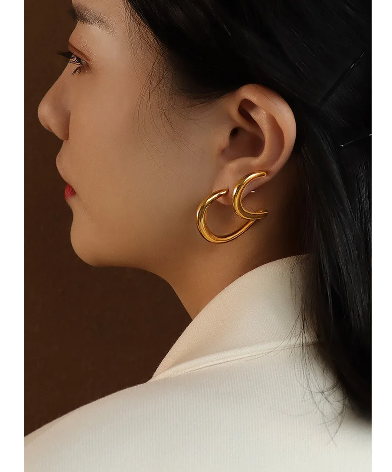 French style retro line twisted jewelry 18k gold plated stainless steel twisted earrings for women
French style retro line twisted jewelry 18k gold plated stainless steel twisted earrings for women