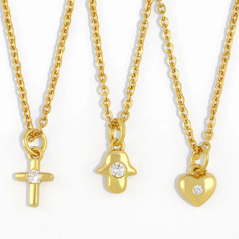 Simple Small Lock Cross Pendant Necklace Gold Plating Link Chain CZ Zirconia Plam Love Heart Lock Charm Necklace, Picture shows
Simple Small Lock Cross Pendant Necklace Gold Plating Link Chain CZ Zirconia Plam Love Heart Lock Charm Necklace, Picture shows