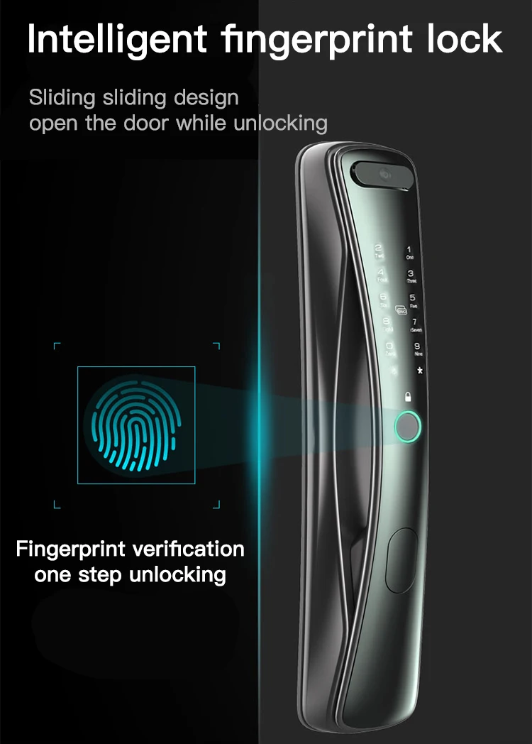 New  High Security Electronic Smart Remote Control Fingerprint Camera Smart Wifi  Door Lock