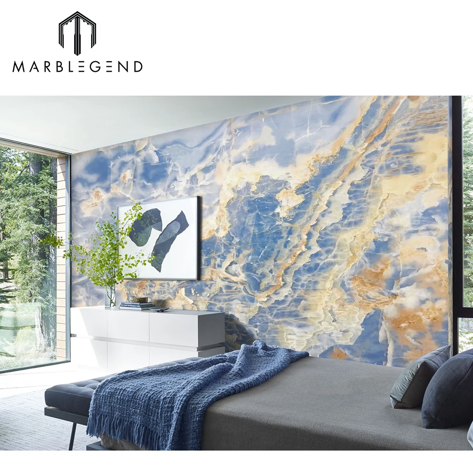 High quality Luxury interior decoration backlit blue onyx wall panels price