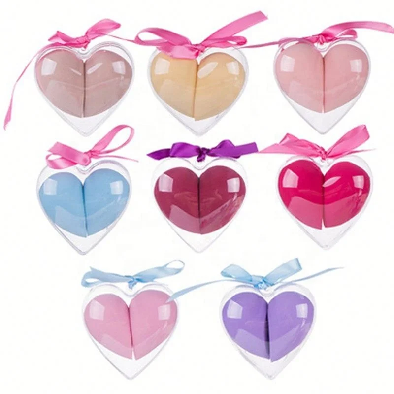 

Heart Shape 2pcs Box Beauty Makeup Blender Foundation Teardrop Beveled Cosmetic Puff in Stock, Burgundy/pink/blue/yellow/rose clair/purple/rose/skin