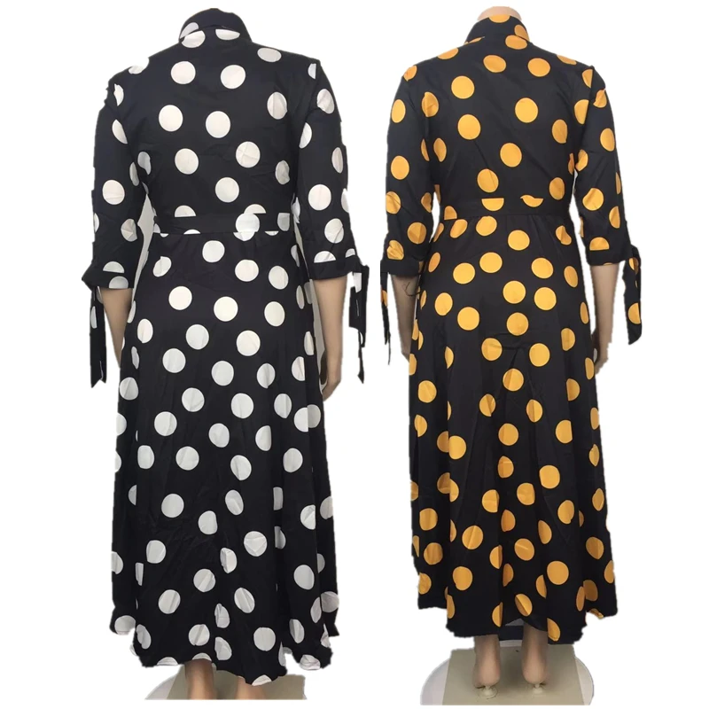 Autumn new style plus size women's cardigan long sleeve polka dot print dress women's belted retro elegant shirt dress, 2 colors
Autumn new style plus size women's cardigan long sleeve polka dot print dress women's belted retro elegant shirt dress, 2 colors