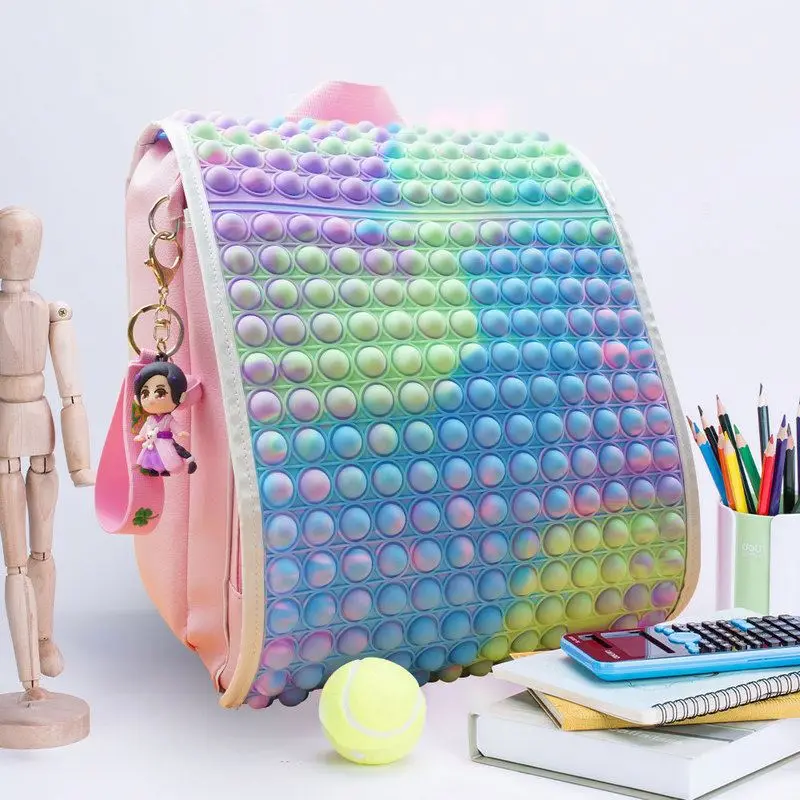 Hot Sale flip cover Push Bubble School Bags Backpack Children Silicone Rainbow Pop Fidget Backpack school bags, Picture
Hot Sale flip cover Push Bubble School Bags Backpack Children Silicone Rainbow Pop Fidget Backpack school bags, Picture